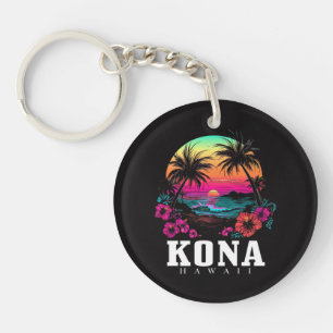 Kona Hawaii Hawaiianische Hibiskusblumen Surfer Schlüsselanhänger
