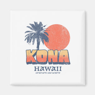 Kona Hawaii Retro-Sonnenuntergang-Palmbaum Süße Ha Magnet