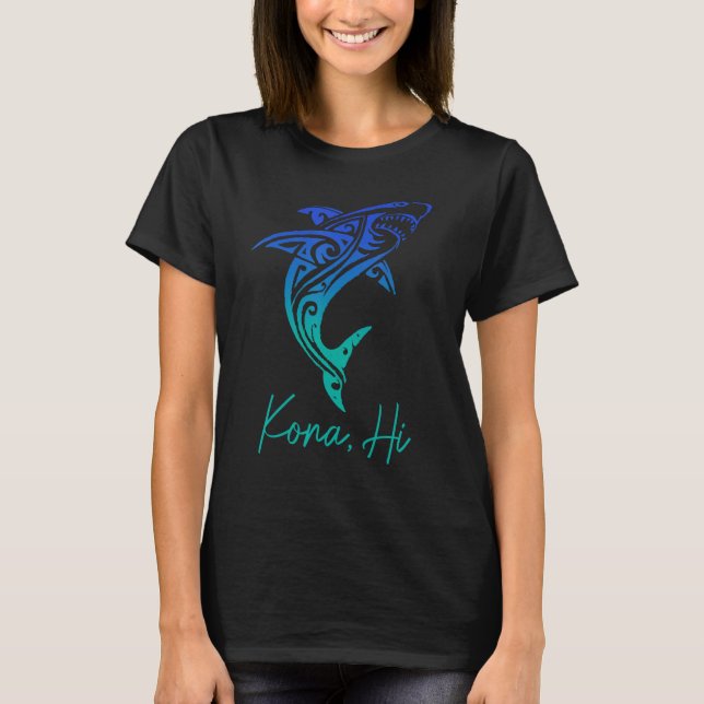 Kona Hawaii Shark Diving Fishing Surfer Ha T-Shirt (Vorderseite)