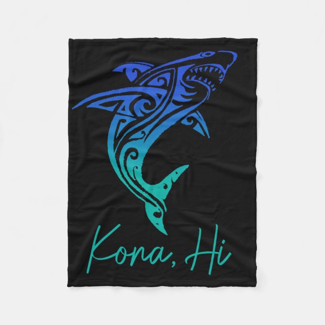 Kona Hawaii Shark Diving Fishing Surfing Surfer Ha Fleecedecke (Vorderseite)