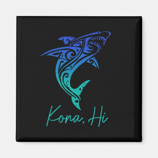 Kona Hawaii Shark Diving Fishing Surfing Surfer Ha Magnet (Vorne)