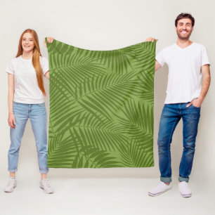 Kona Palms Hawaiian Leaf Tropical - Olivenöl Fleecedecke