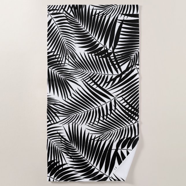 Kona Palms Hawaiian Leaf Tropical - Schwarz Strandtuch (Vorderseite)