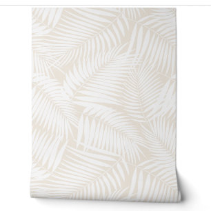Kona Palms Hawaiian Tropical Leaf - Weiß Tapete