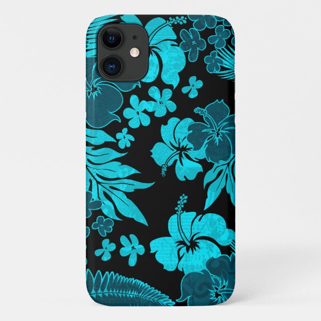 Kona Times Aquamariner Hibiskus Hawaiian Engineere Case-Mate iPhone Hülle (Rückseite)
