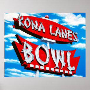 Kona Weg-Schüssel-Retro Leuchtreklame-Plakat Poster