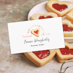Konditor Cookie Bäcker Herz Marmelade Wasserfarbe  Visitenkarte