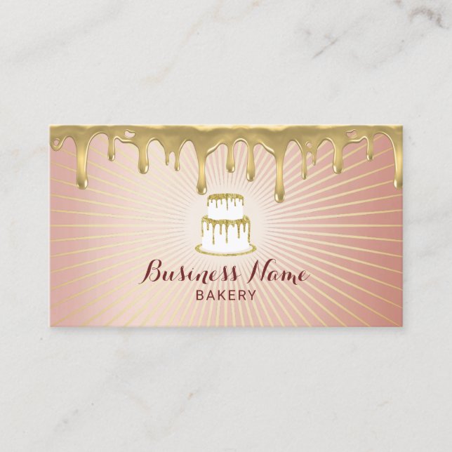 Konditorbackwaren Gold Tropfen Moderne Rose Gold Visitenkarte (Vorderseite)