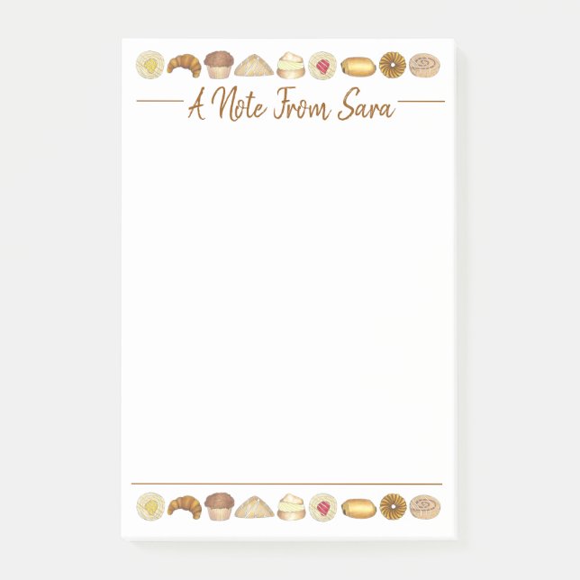 Konditorei Croissant Danish Muffin Backwaren Post-it Klebezettel (Vorderseite)