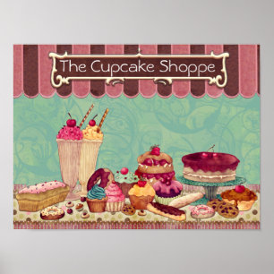Konditorei Cupcake Patisserie Bäckerei Sign Poster