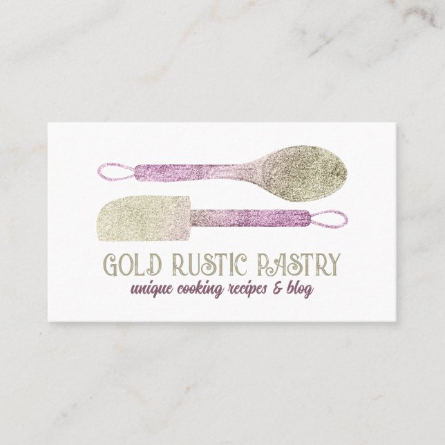 Konditorei Glitzer Rose Goldglänzend Koch Bäcker Visitenkarte (Vorderseite)