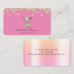 Konditorei-Handwerkzeuge Glitter Rose Gold Tropfen Visitenkarte