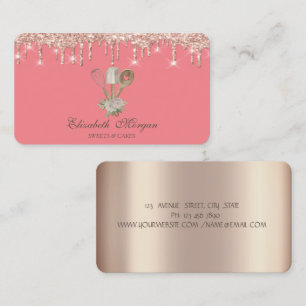 Konditorei-Handwerkzeuge Rose Gold Drips Bäckerei Visitenkarte