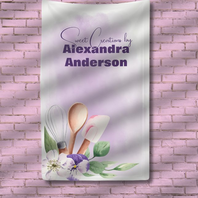 Konditorei Koch Backtriebmittel Lila Wasserfarbe Banner (Von Creator hochgeladen)