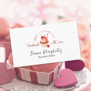 Konditorei Koch Cherry Roter Cupcake Wasserfarben Visitenkarte