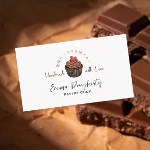 Konditorei Koch Cupcake Chocolate Herz Wasserfarbe Visitenkarte