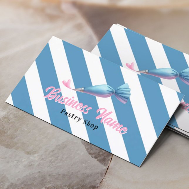Konditorei-Shop Rohrleitung Tasche & Herz Blue Str Visitenkarte (Von Creator hochgeladen)