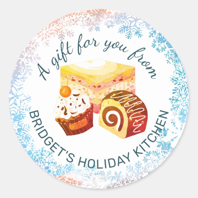 Konditorei Weihnachtsgebäck personalisiert Runder Aufkleber (Vorderseite)