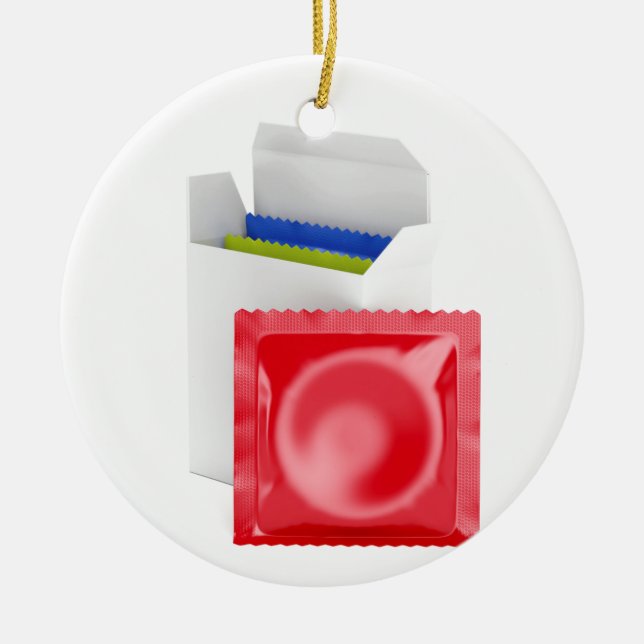 Kondome auf weißem Hintergrund Keramik Ornament (Vorne)