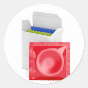 Kondome mit weißem Hintergrund Runder Aufkleber