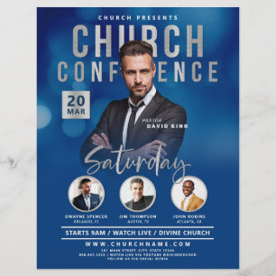 Konferenz-Service-Event in Blue Bokeh Flyer