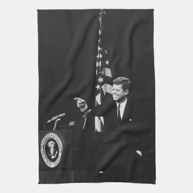 Konferenz von John Kennedy 35. US-Präsident Geschirrtuch (Vertikal)