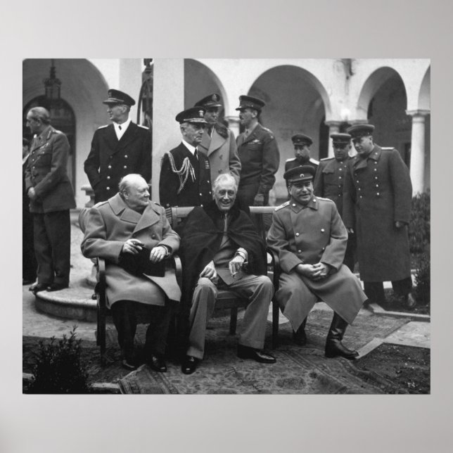 Konferenz von Yalta Roosevelt Stalin Churchill 194 Poster (Vorne)