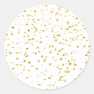 Konfetti aus Goldfoile, Muster, weiß, schick, eleg Runder Aufkleber