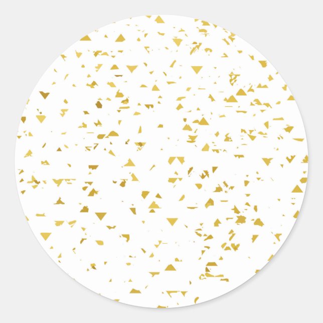 Konfetti aus Goldfoile, Muster, weiß, schick, eleg Runder Aufkleber (Vorderseite)
