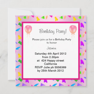 Konfetti Ballon BIRTHDAY PARTEI EINLADUNG Rosa