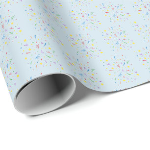 Konfetti Blau 1. Geburtstag Geschenkpapier