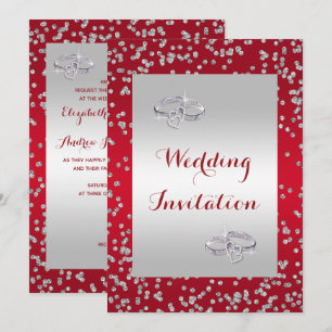 Konfetti gerahmte & Diamantene Hochzeitsringe Hoch Einladung