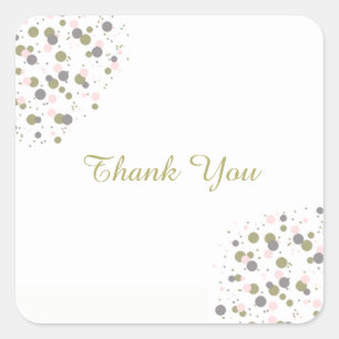 Konfetti Gold Blush Punkt Danke Quadratischer Aufkleber