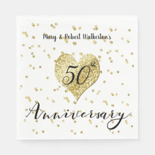 Konfetti Gold - Hochzeitstag 50 Jahre Servietten