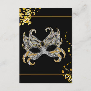 Konfetti-Maske Schwarz Gold Maskenball-Party RSVP Karte