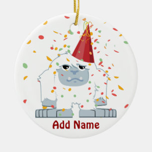 Konfetti‑Party‑Yeti Keramik Ornament