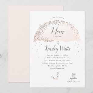 Konfetti-Rosé-Glitter-Regenschirm-Baby-Party Einladung