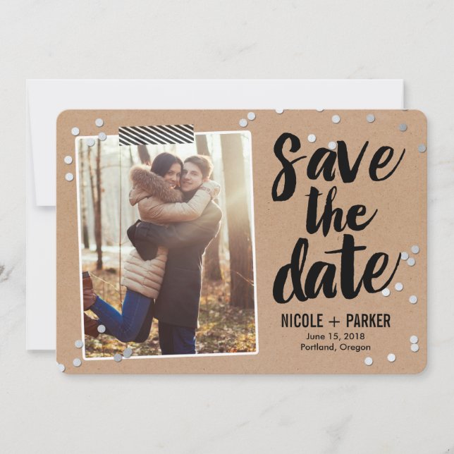 Konfetti Save The Date Karte (Vorderseite)