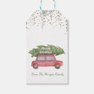Konfetti, Weihnachtsrotes Auto Tannenbaum Geschenkanhänger