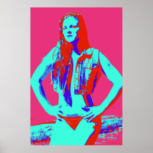 konfidentes rotes Bikini-Mädchen-Plakat Poster