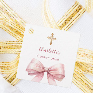 Konfirmation blassrosa Schleife Kreuz Mädchen DIY Geschenkanhänger