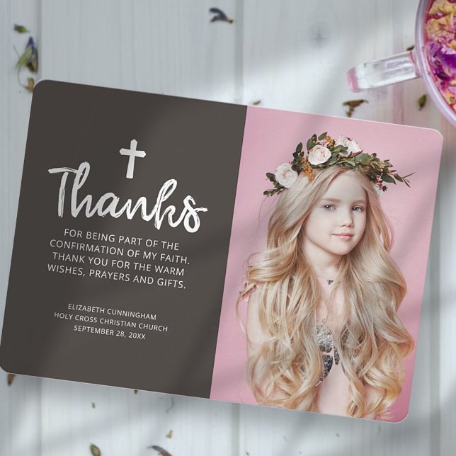 Konfirmation | Einfaches benutzerdefiniertes Foto Dankeskarte (Von Creator hochgeladen)