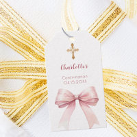 Konfirmation rosafarbener Schleifen-Kreuz Mädchen 