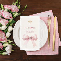 Konfirmation rosafarbenes Schleifen-Cream-Kreuz