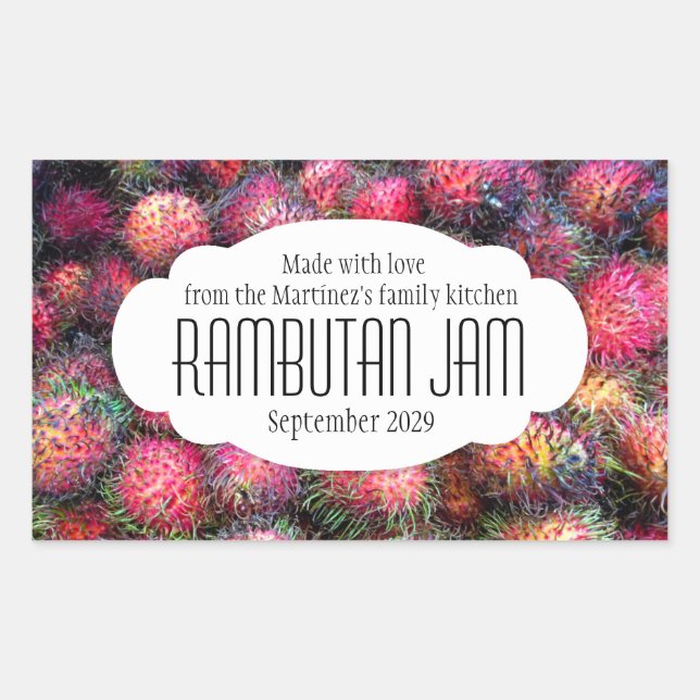 Konfitüre Rambutan oder Aufkleber auf dem Etikett  (Vorderseite)