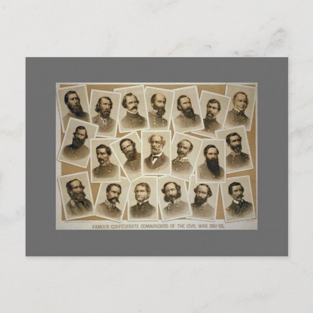 Konföderierte Befehlshaber 1861-1865 Postkarte (Vorderseite)