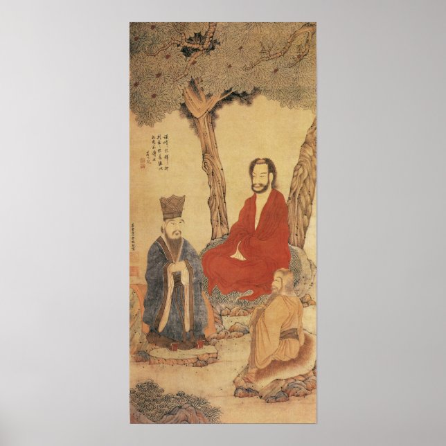 Konfuzius, Lao-tzu und buddhistischer Arhat Poster (Vorne)