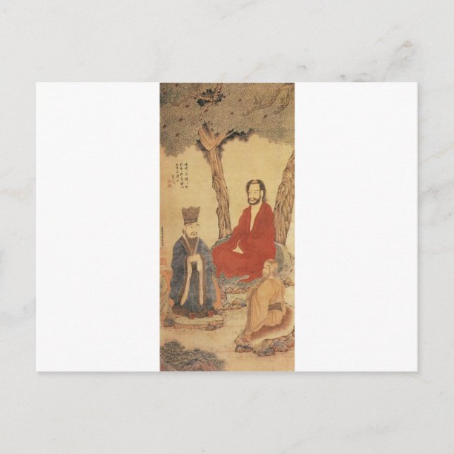 Konfuzius, Lao-tzu und buddhistischer Arhat Postkarte (Vorderseite)