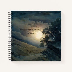 Konfuzius Mut Mitgefühl Zitat Moonlit Journal Notizbuch