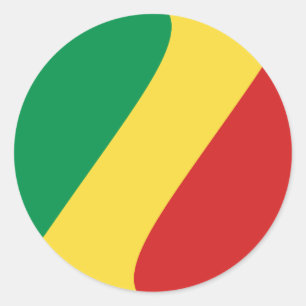 Kongo-Brazzaville Fischaugen-Flaggen-Aufkleber Runder Aufkleber